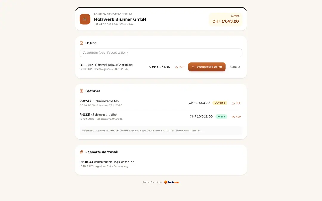 Portail client avec offres et factures